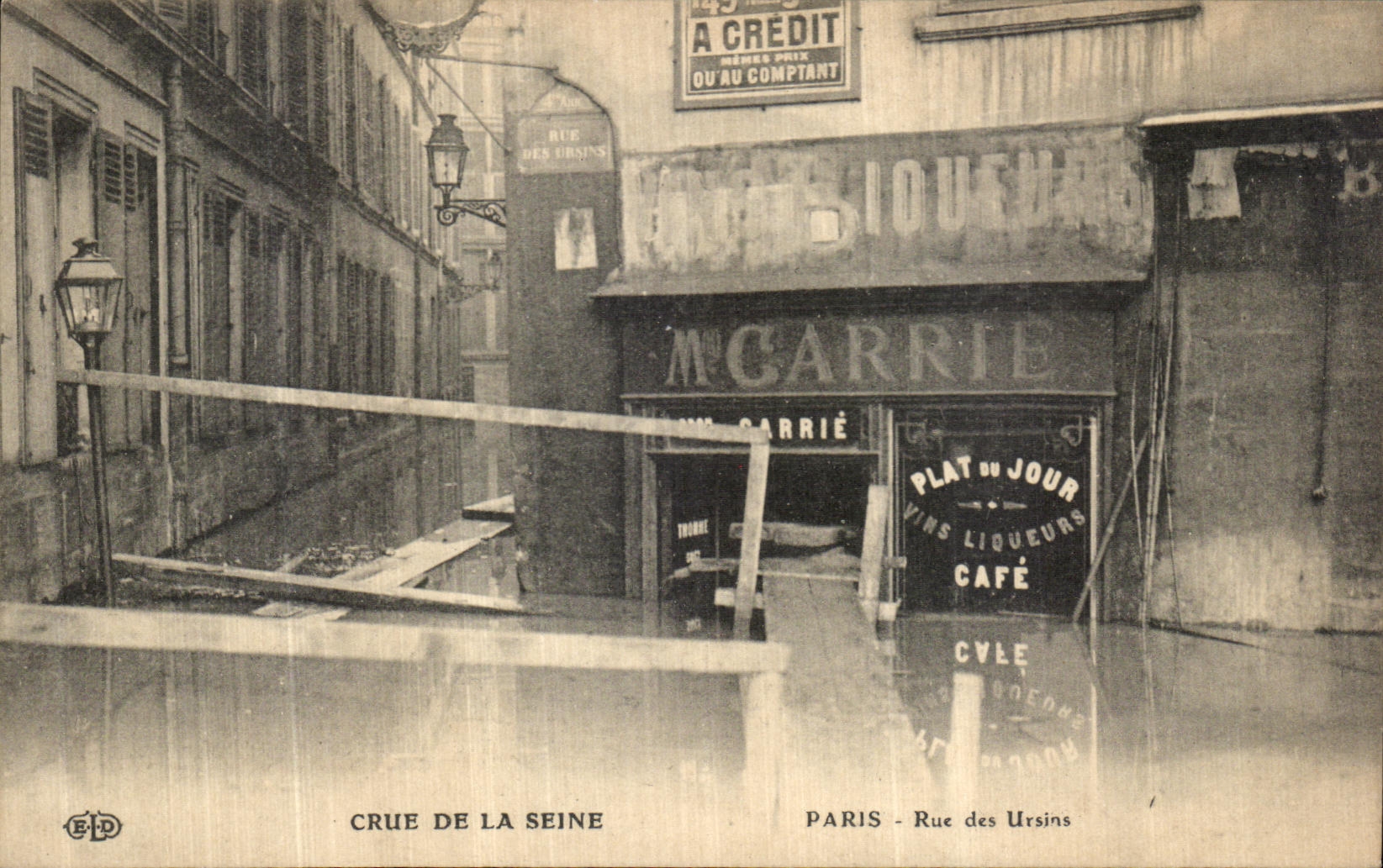 Inundación del río Sena — París, Rue des Ursins — Editor E.P.D.
