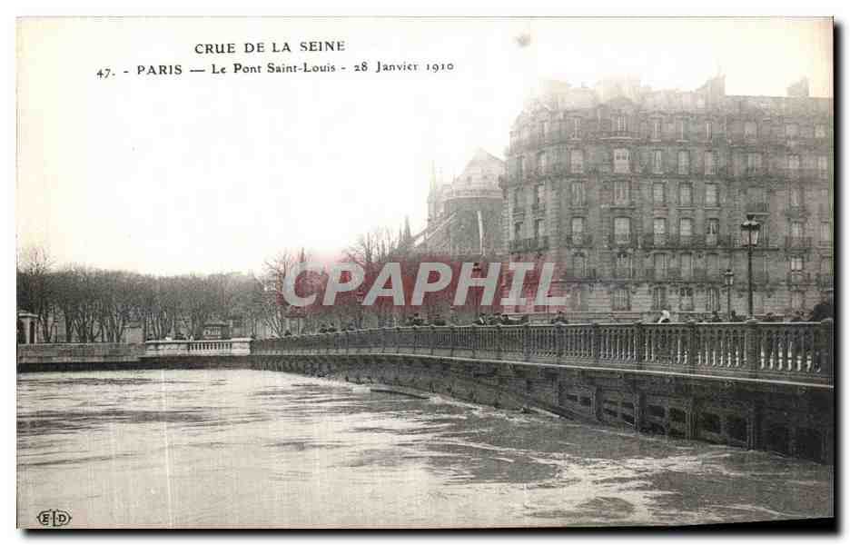 CPA Crue De La Seine Paris Le Pont Saint Louis 