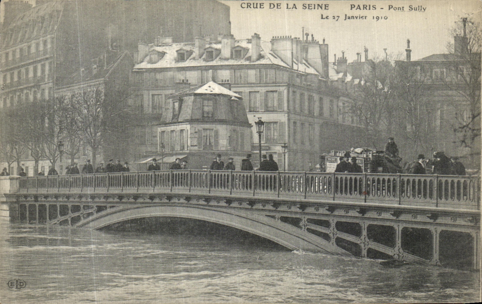 Allagamento della Senna a Parigi — Ponte Sully — Editore ELP, n° serie non visibile