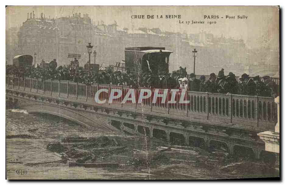 CPA Crue De La Seine Paris Pont Sully 