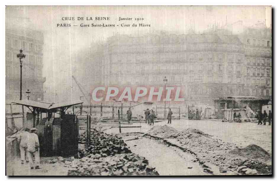 Crue de la Seine - Janvier 1910 — Paris — Gare Saint-Lazare - Cour du Havre