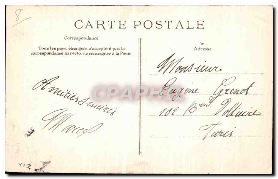 Überschwemmung der Seine — Januar 1910 — Paris — Rue de Lille — Rückseite