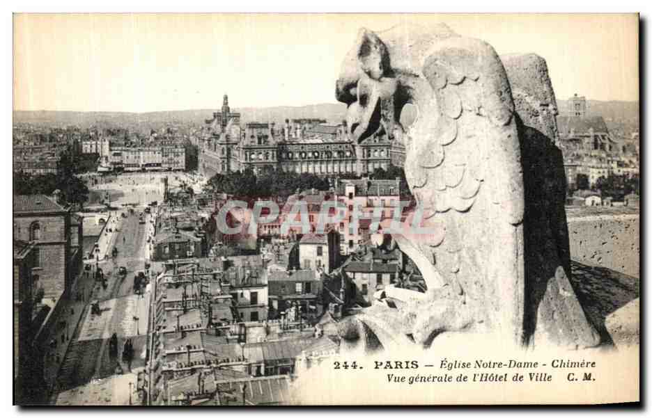 CPA Paris Notre Dame Chimere Vue generale de l Hotel de Ville
