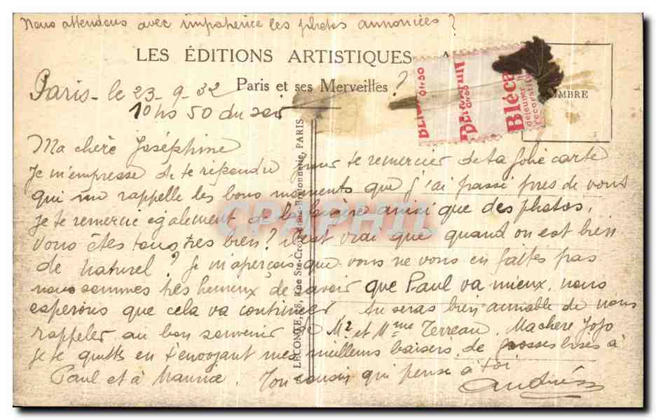 CPA Paris Parc des Buttes Chaumont Le Pont suspendu Le Rocher et le Belevedere — Verso