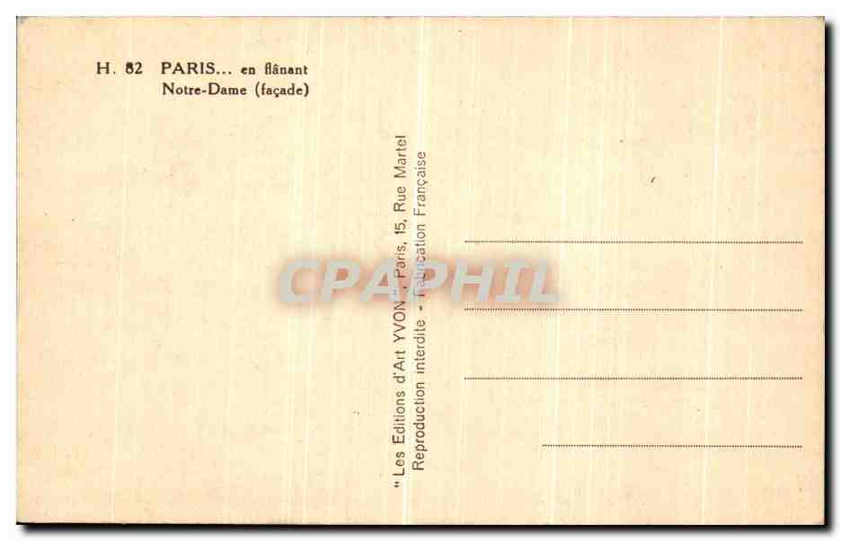 CPA Paris en flanant Notre Dame facade — Verso
