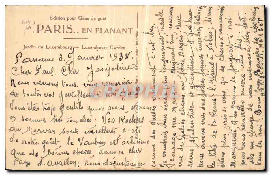 CPA Paris En Flanant Jardin du Luxembourg — Verso