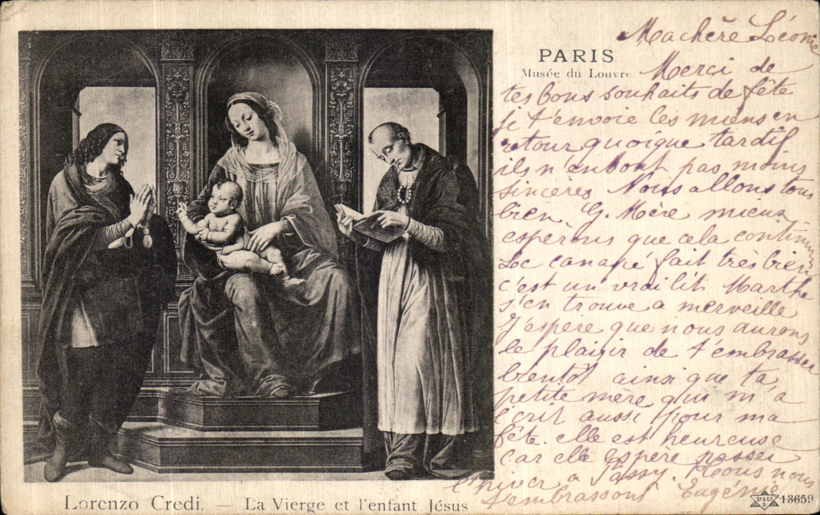 CPA Paris Musee du Louvre Lorenzo Credi La vierge et l enfant Jesus