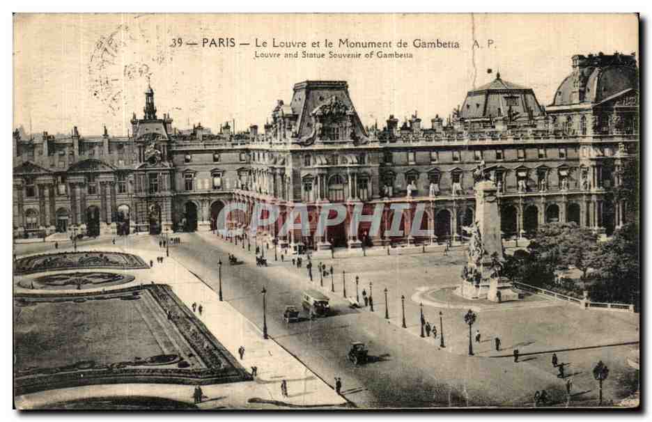 Paris — Das Louvre und das Gambetta-Denkmal — A.P. n°39