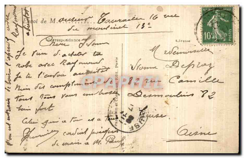 Paris — Das Louvre und das Gambetta-Denkmal — A.P. n°39 — Rückseite