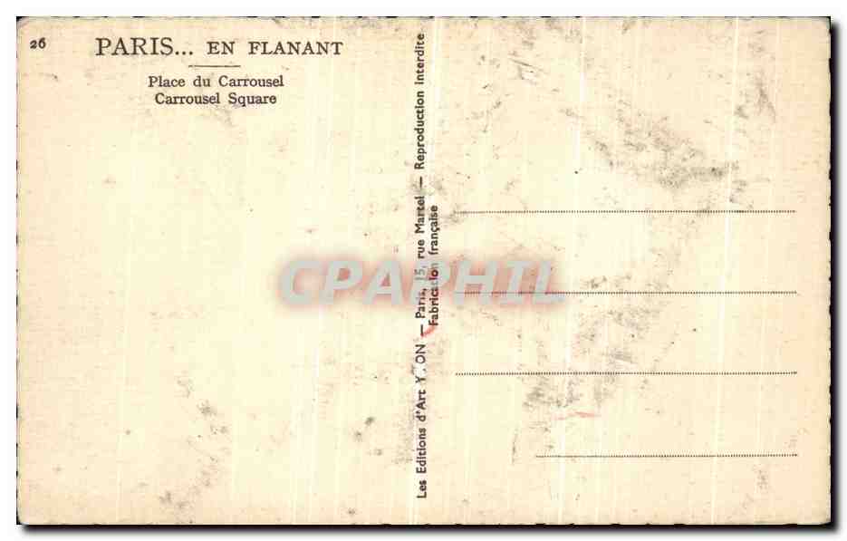 CPA Paris En Flanant Place du Carrousel Carrousel Squre — Rückseite