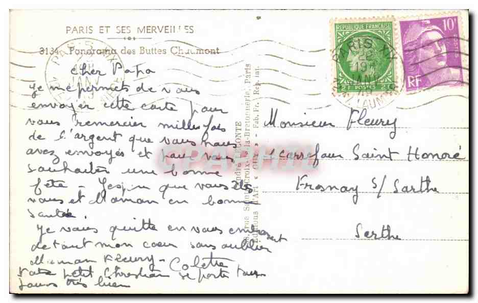 CPA Paris Et Ses Merveilles Panorama des Buttes Chaumont  — Verso
