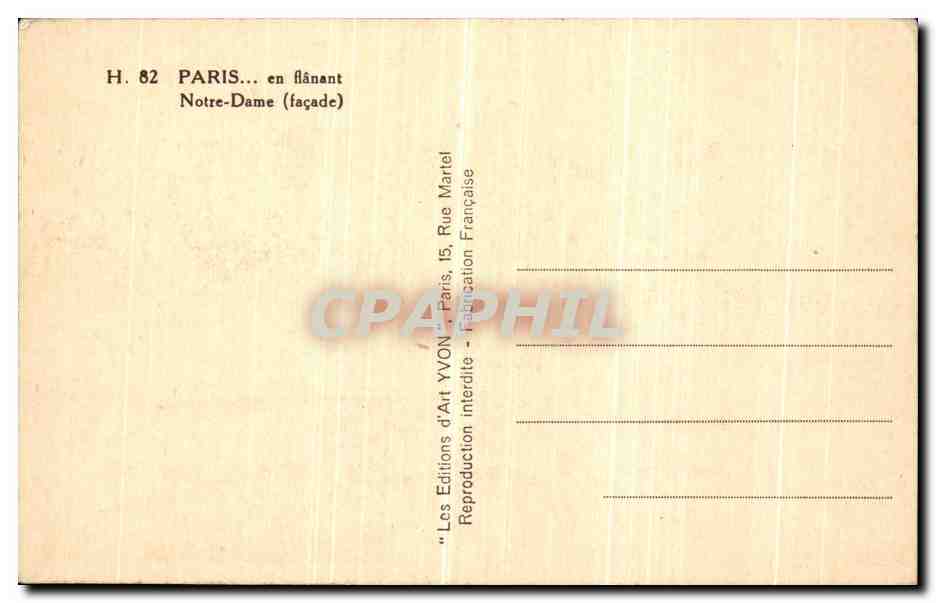 CPA Paris en flanant Notre Dame facade — Verso