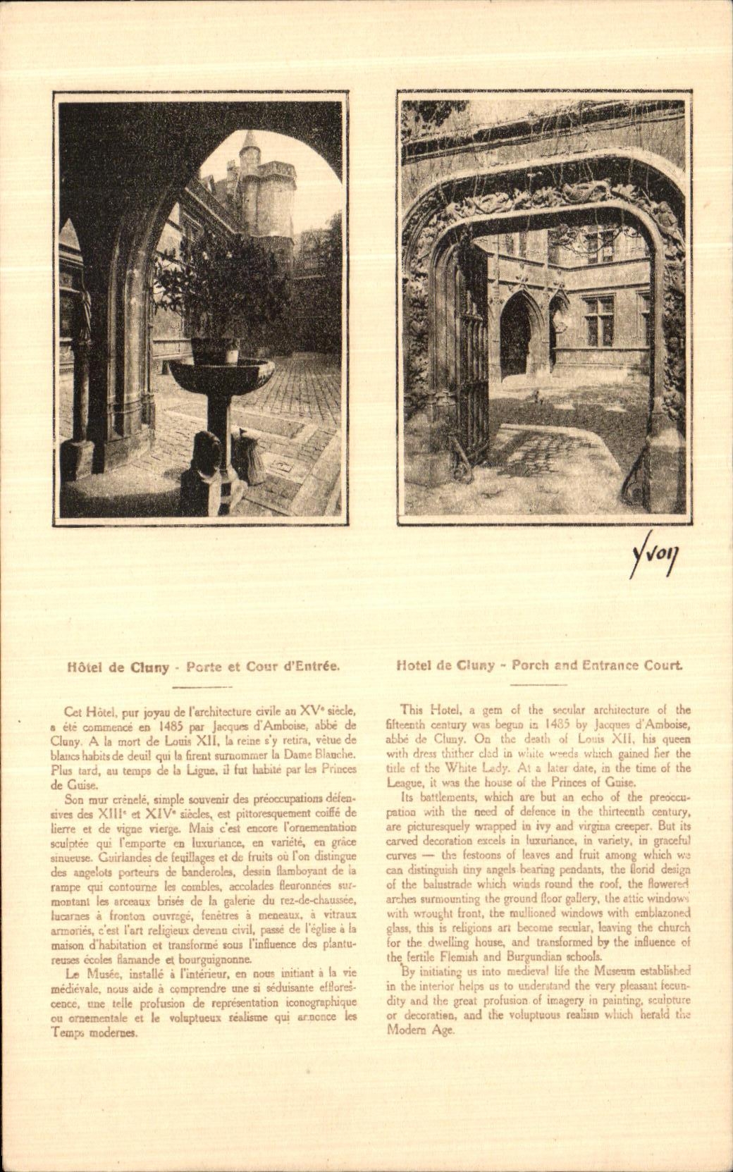 CPA Paris Hotel de Cluny Porte et cour d entree 