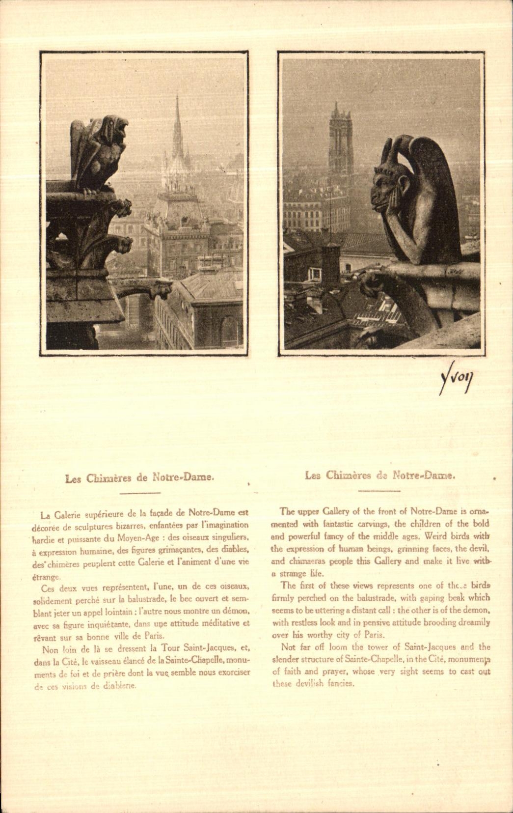 CPA Paris Les chimeres de Notre Dame Diable