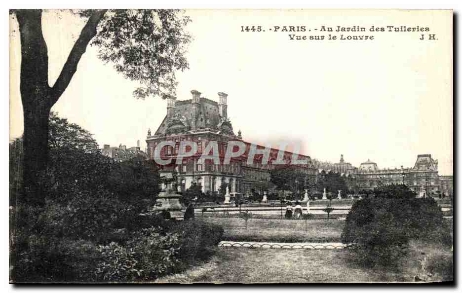 Paris - Au Jardin des Tuileries - Vue sur le Louvre — J.H. n°1445