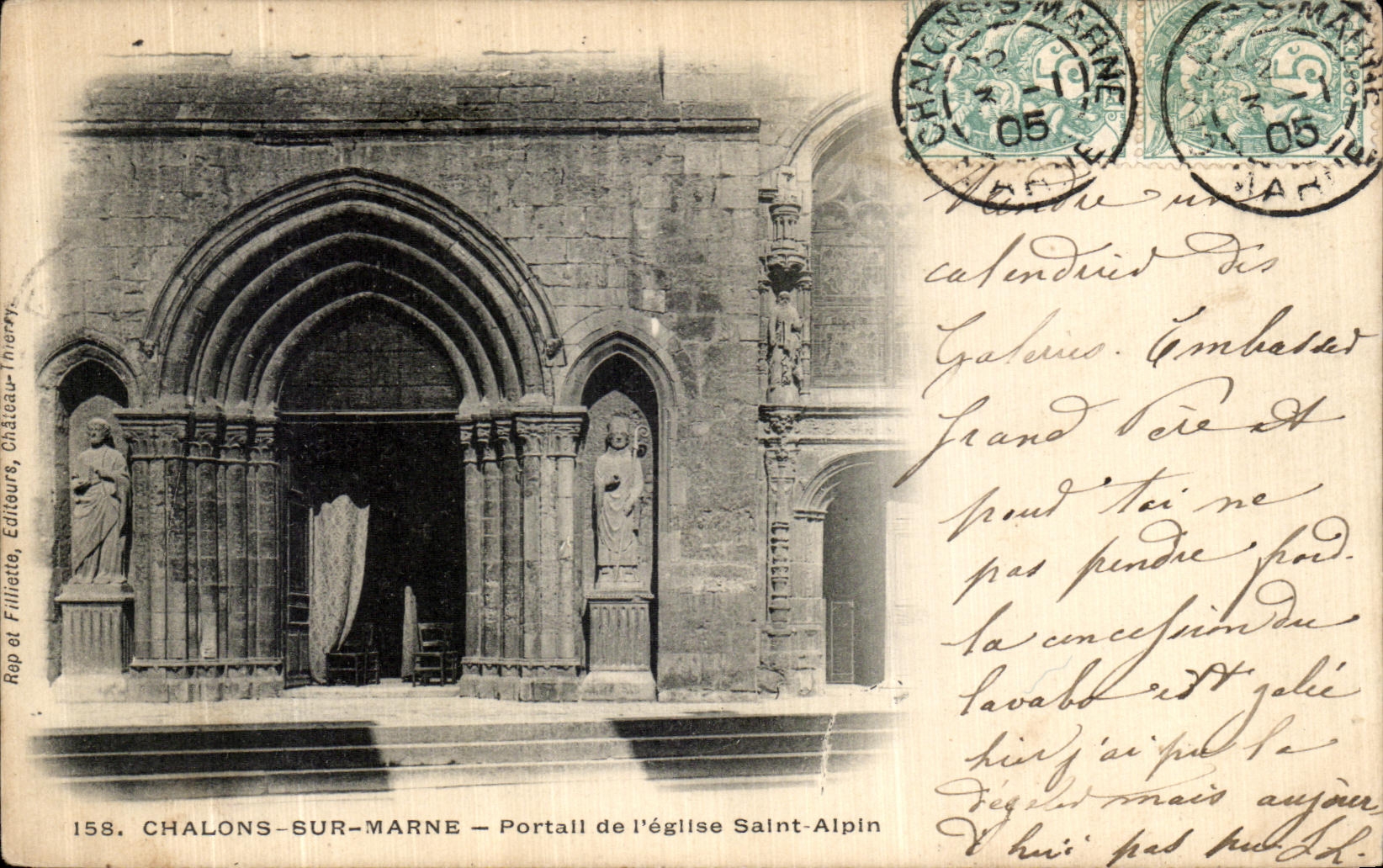 CPA Chalons Sur Marne Portail de l Eglise Saint Alpin 