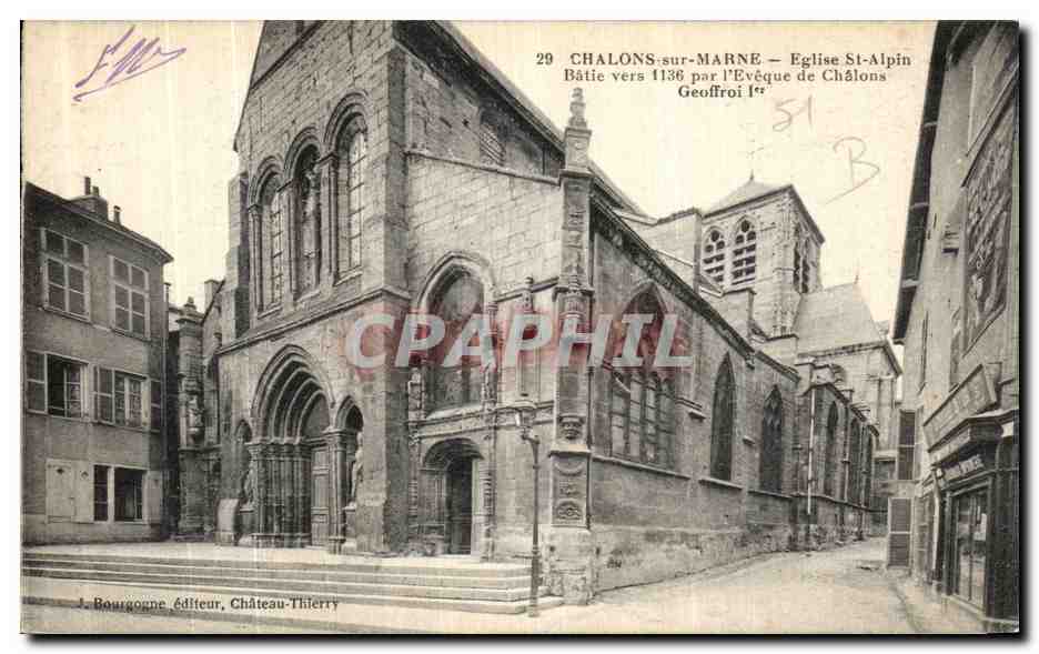 CPA Camp De Chalons Eglise St Alpin Batie Vers 1136 par l eveque de Chalons Geoffroi 1er
