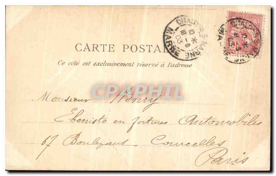 Chalons-sur-Marne — Place de l'Hôtel de Ville — Éditeur Château-Frery, n° 151 — Verso