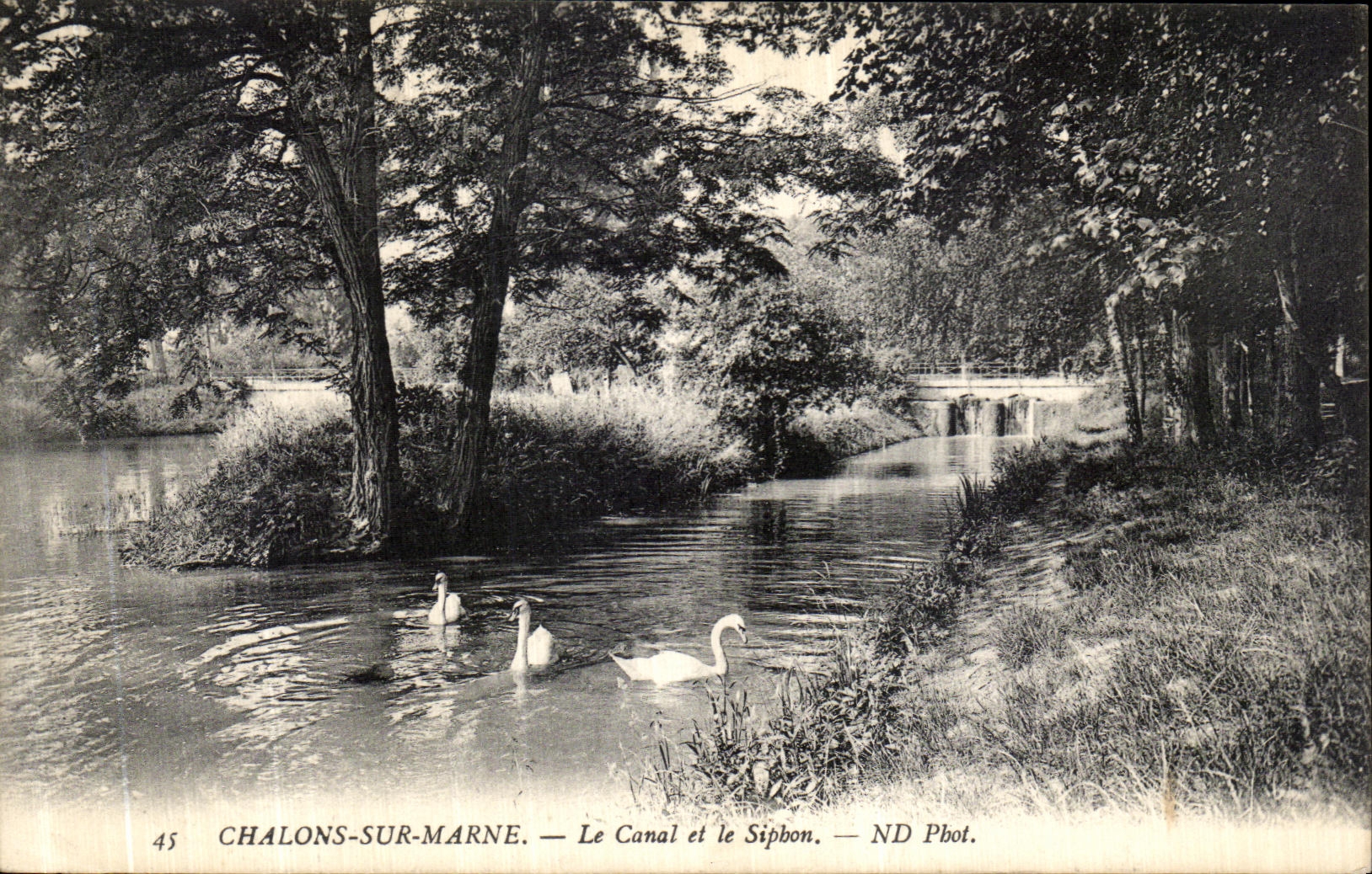 CPA Chalons Sur Marne Le Canal et le Siphon Cygnes