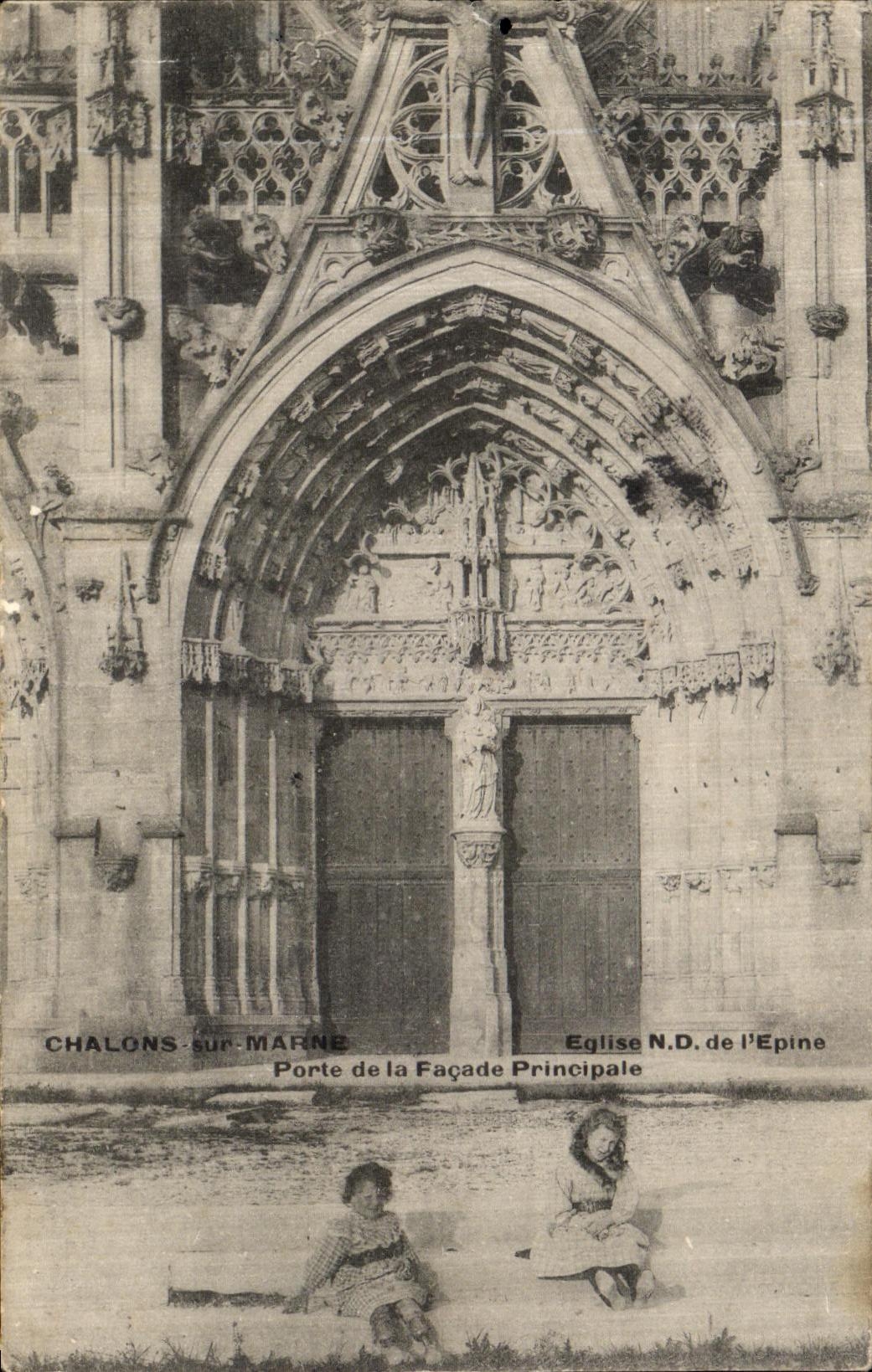 Chalons-sur-Marne — Porte de la façade principale de l'église N.D. de l'Epine — éditeur inconnu