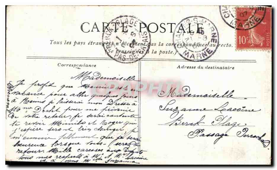 CPA A La Barriere Salmson Edite par les Magasins Du Bon Gout Chalons Sur Marne  — Verso