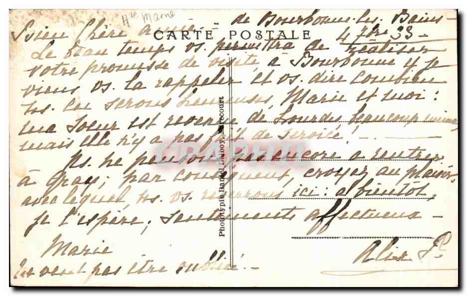CPA Bourbonne les Bains L Eglise — Rückseite