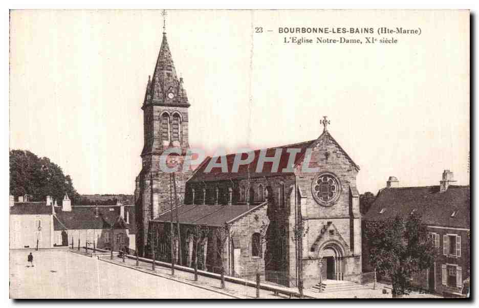 Antike Ansichtskarte Bourbonne les Bains Der Platz der Kirche Notre Dame
