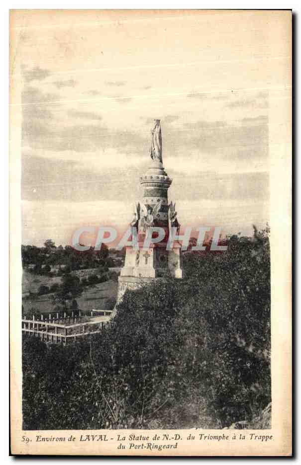 CPA Environs de Laval La Statue de ND du triomphe a la Trappe du Port Ringeard