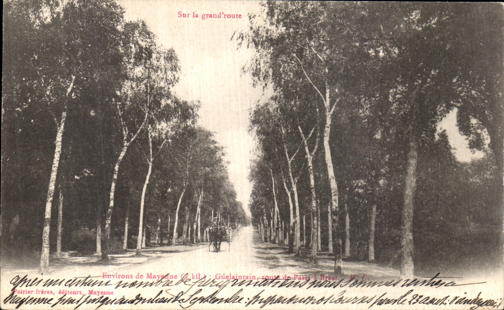 CPA Environs de Mayenne Guelaintain Route de Paris a Brest