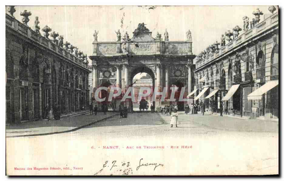 CPA Nancy Arc detriomphe Rue Here