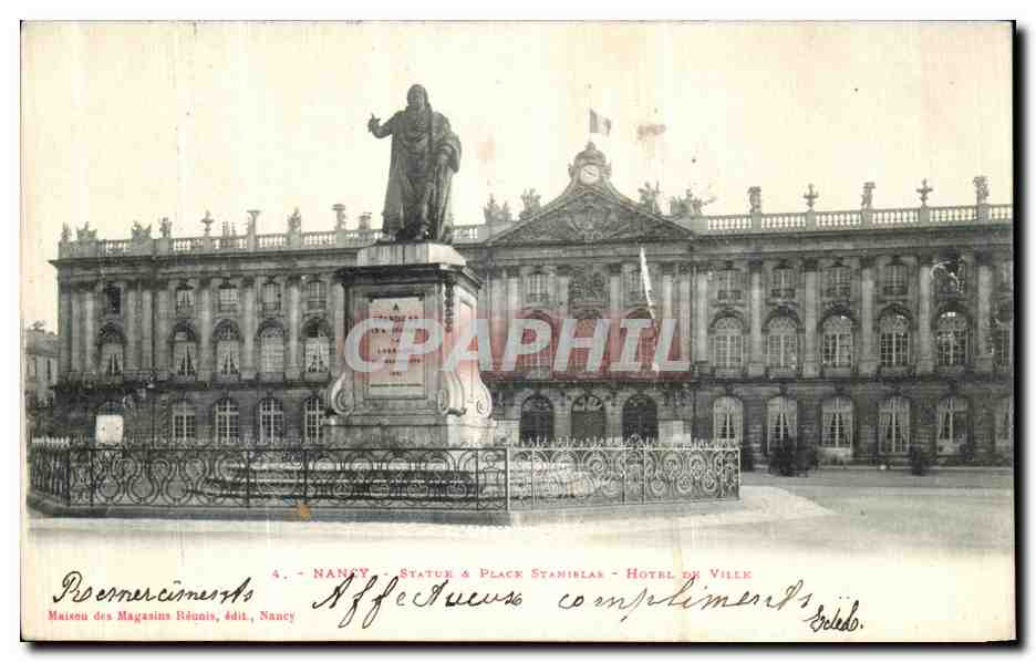 CPA Nancy Statue Place Stanierlas Hotel De Ville