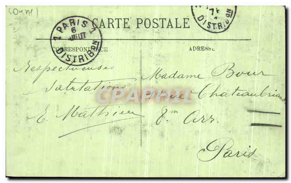 Bagnoles-de-l'Orne — Hotel del Establecimiento Termal visto a través de las Rocas — LL. — Reverso