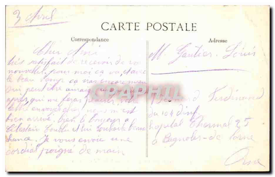 CPA Bagnoles de L Orne L Hotel des Thermes Automobile — Rückseite