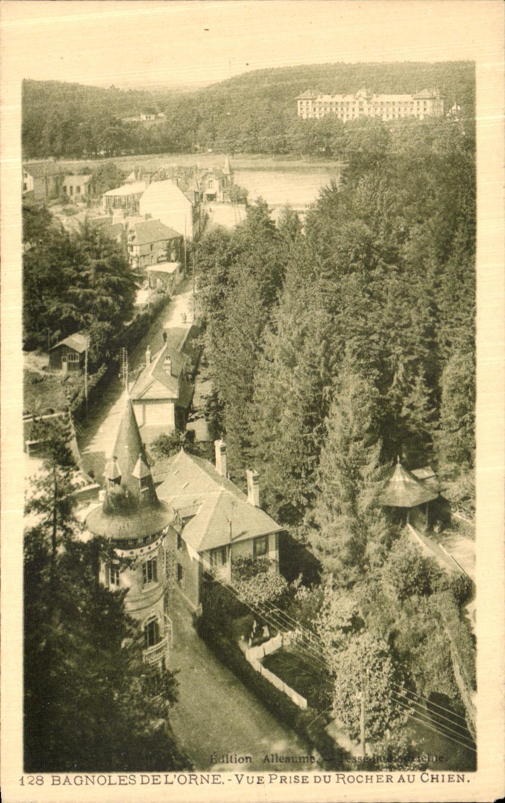 Bagnoles-de-l'Orne — Vue prise du Rocher au Chien — Édition Alleaume, n°128