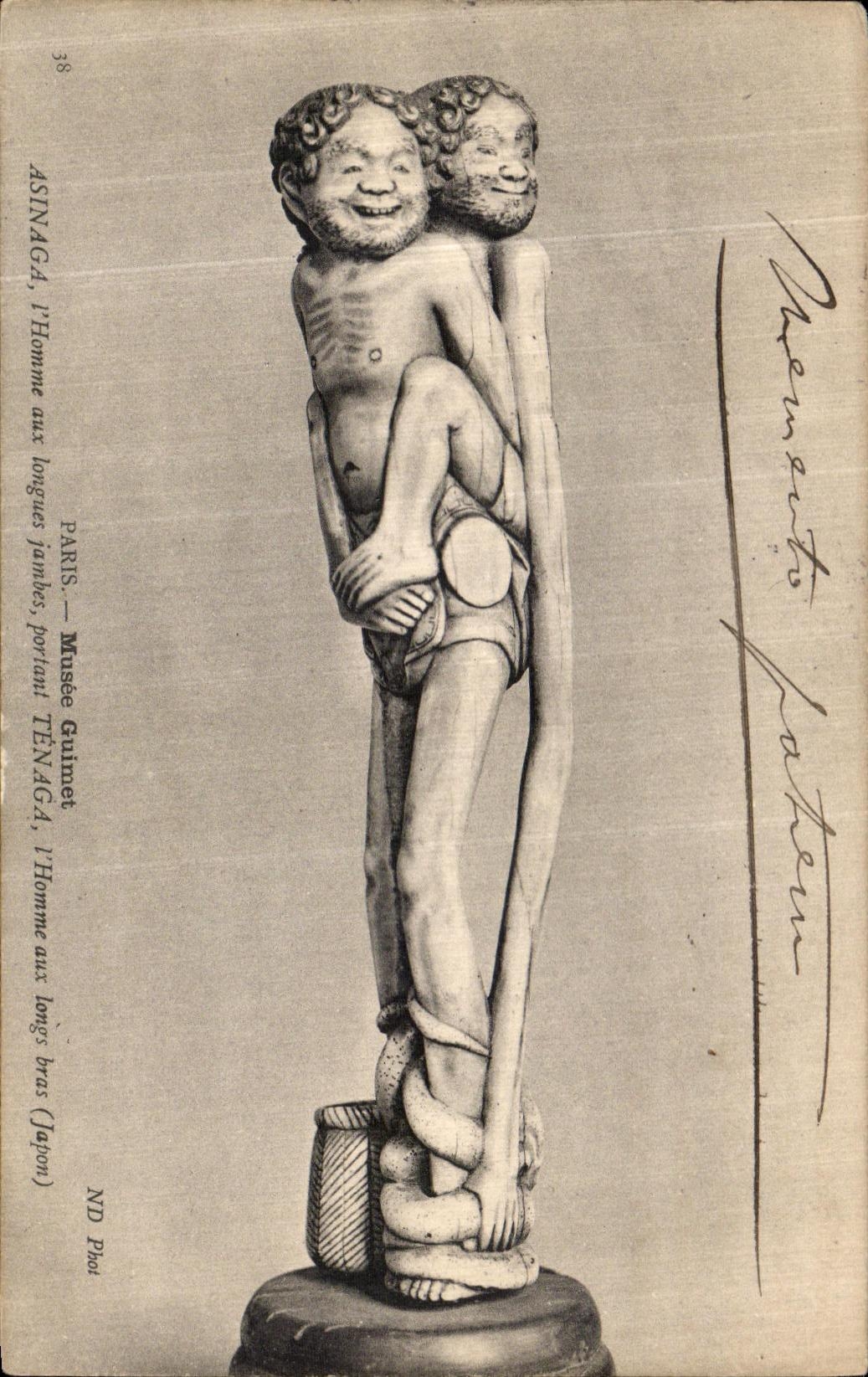 CPA Paris Musee Guimet Asinaga L homme aux longues jambes l homme aux longs bras Japon
