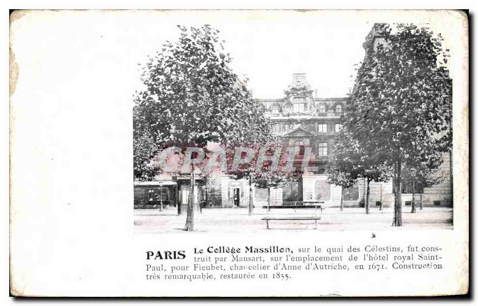 CPA Paris Le College Massillom Sur Le Quai des Celestins 
