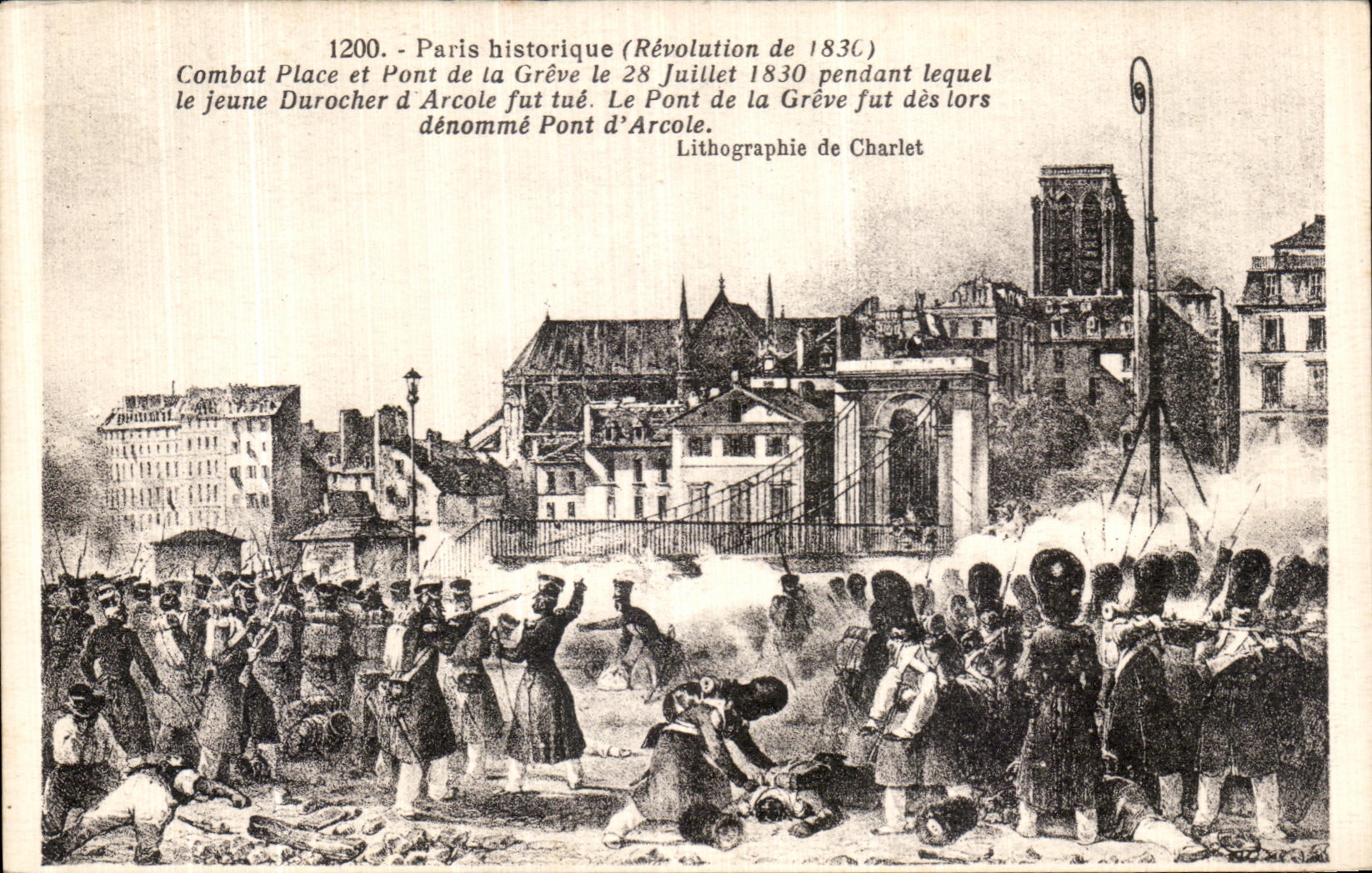 CPA Paris Historique Combat place et pont de la greve le 28 juillet 1930