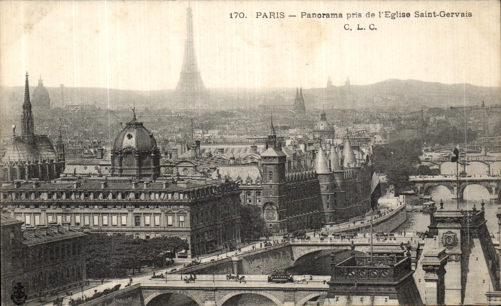 CPA Paris Panorama Prie de L Eglise Saint Gervais Tour Eiffel