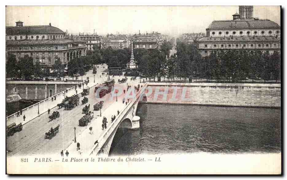 CPA Paris La Place et le Theatre du Chatelet
