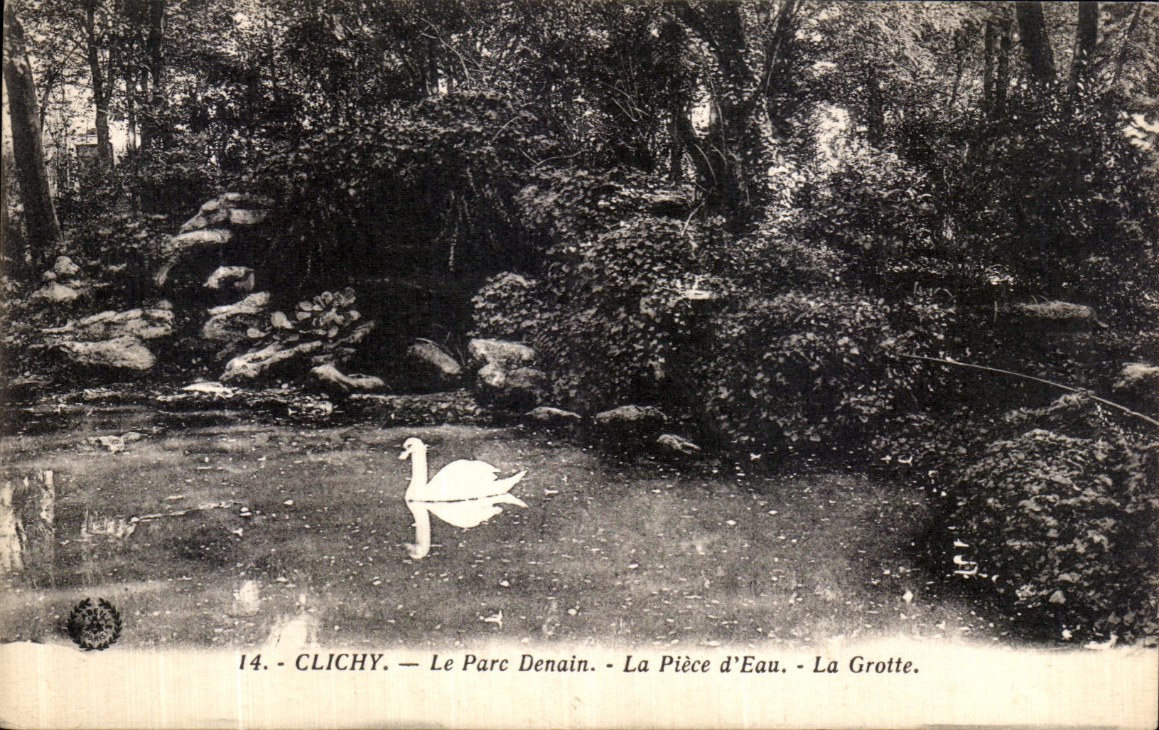 CPA Clichy Le Parc Denain La Pieced eau La grotte Cygnes