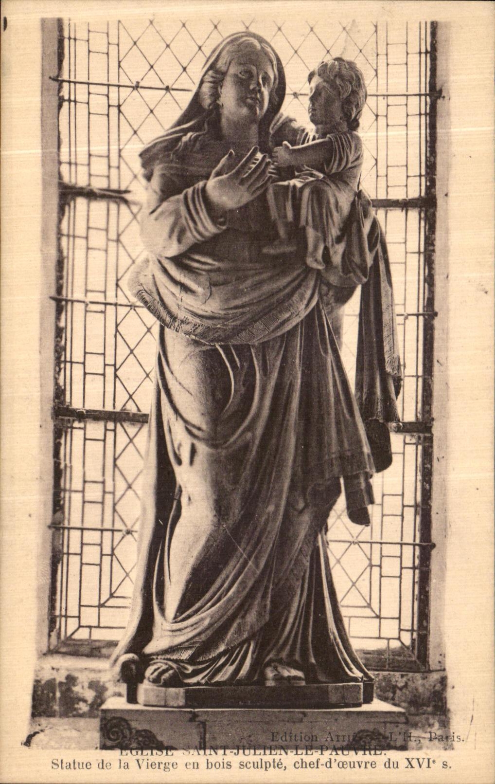 CPA Paris Eglise Saint Julien le Pauvre Statue de la vierge 