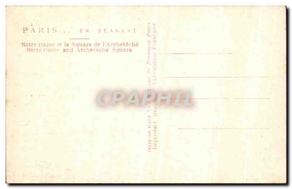 CPA Paris Notre Dame et le square de l archeveche — Verso