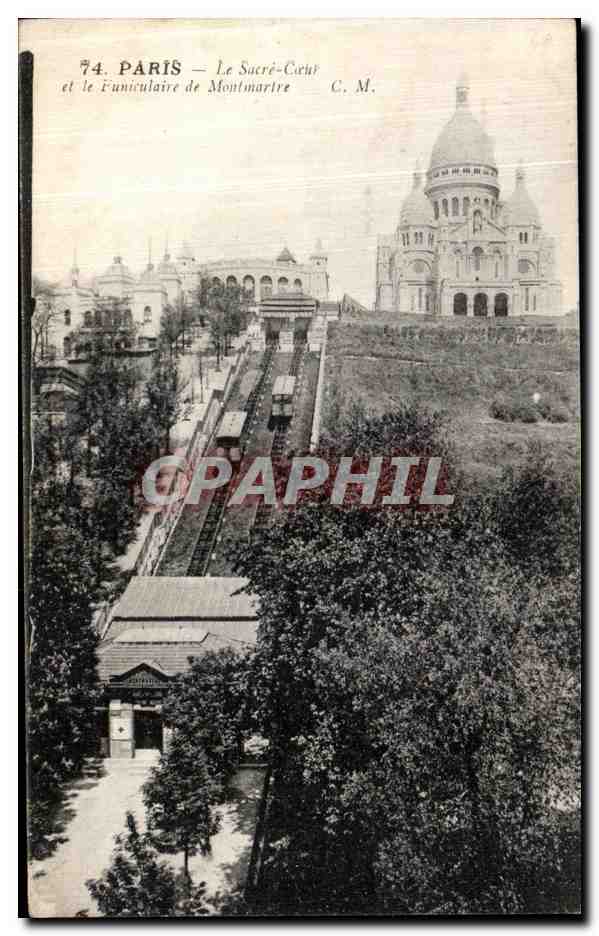 CPA Paris Sacre Coeur et le funiculaire de Montmartre