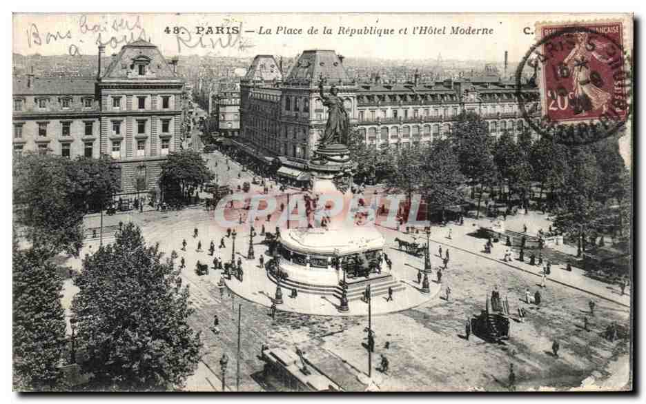 CPA Paris Place de La Republique et l hotel moderne