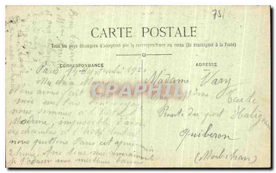CPA Paris Place de La Republique et l hotel moderne — Rückseite