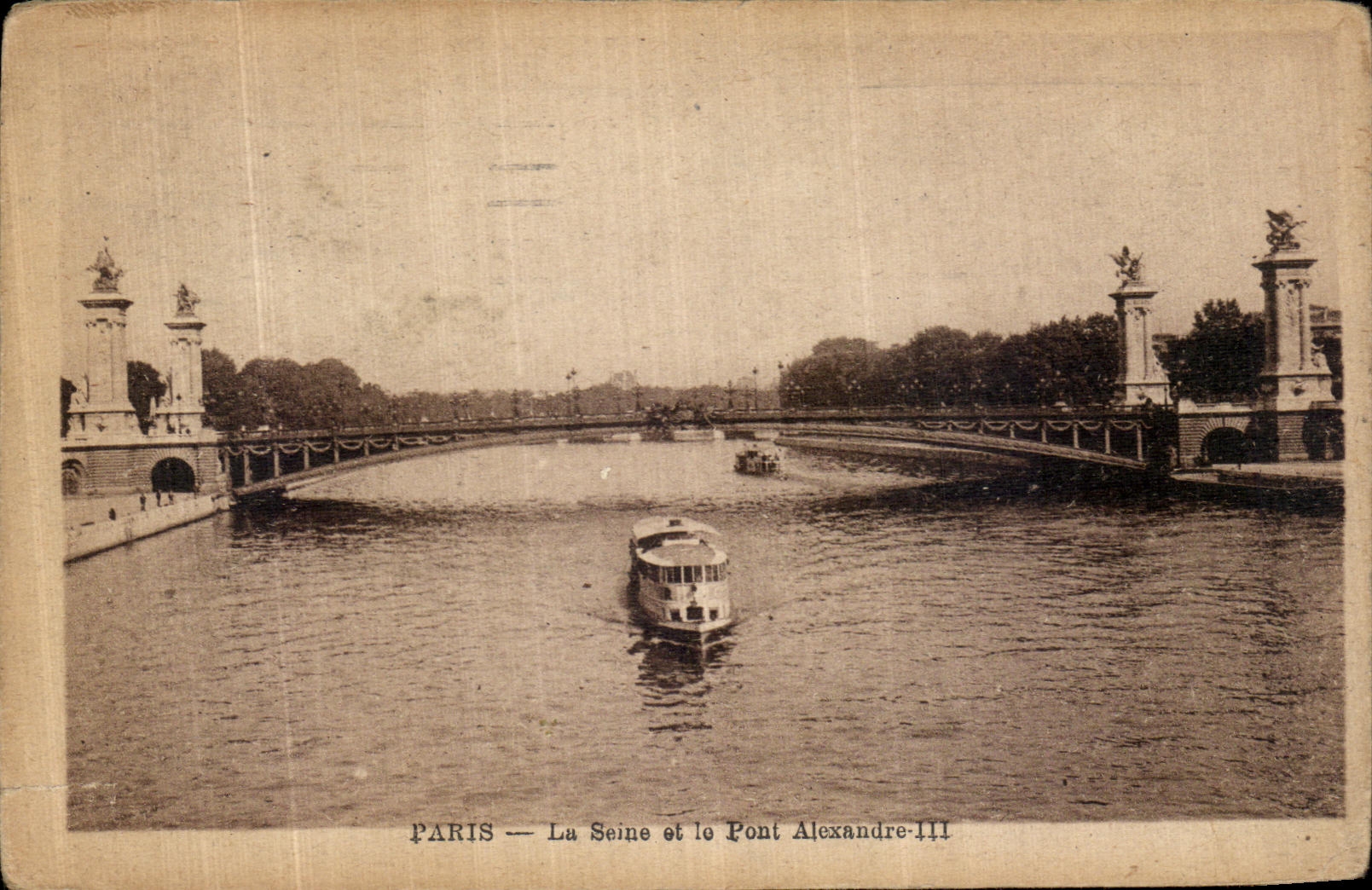 Vintage Postcard Paris The Seine and the Alexandre III Bridge