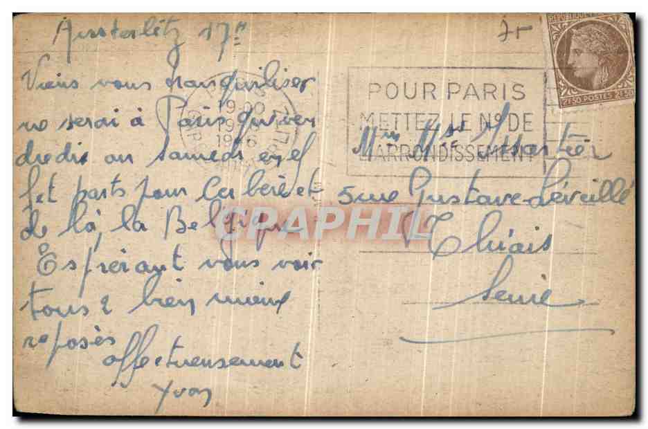 Vintage Postcard Paris The Seine and the Alexandre III Bridge — Back