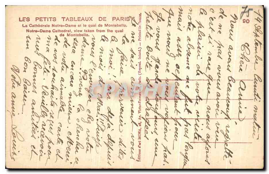 CPA Les Petits Tableaux De Paris La Cathedrale Notre Dame et le Quai de — Verso