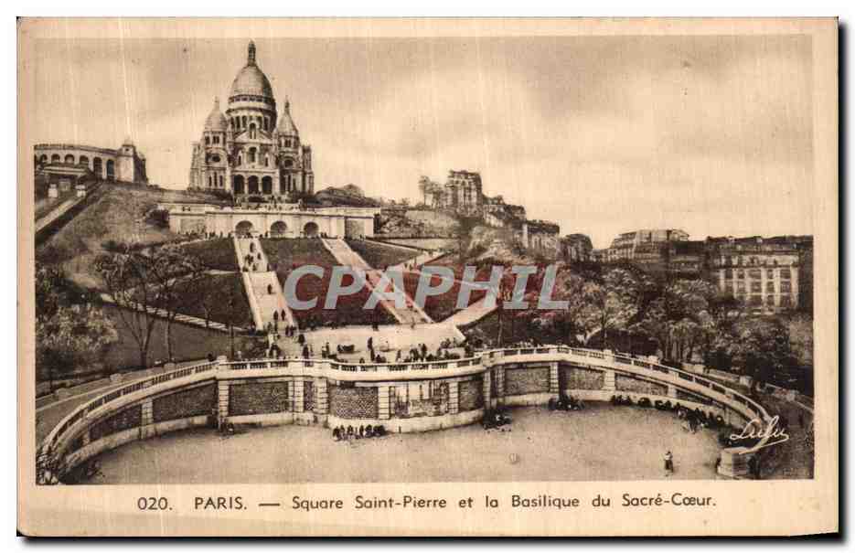 CPA Paris Square Saint Pierre et la Basilique du Sacre Coeur