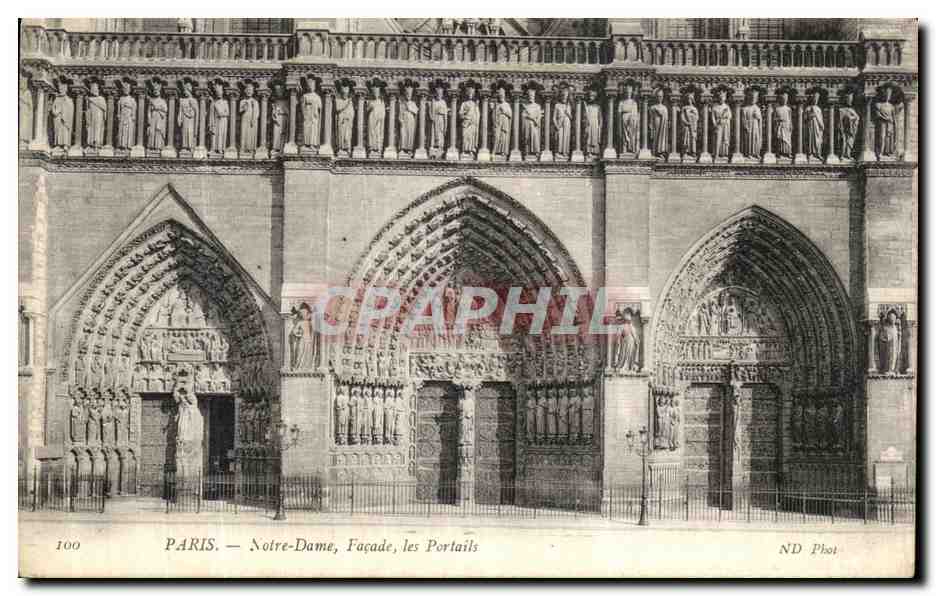 CPA Paris Notre Dame Facade les Portails